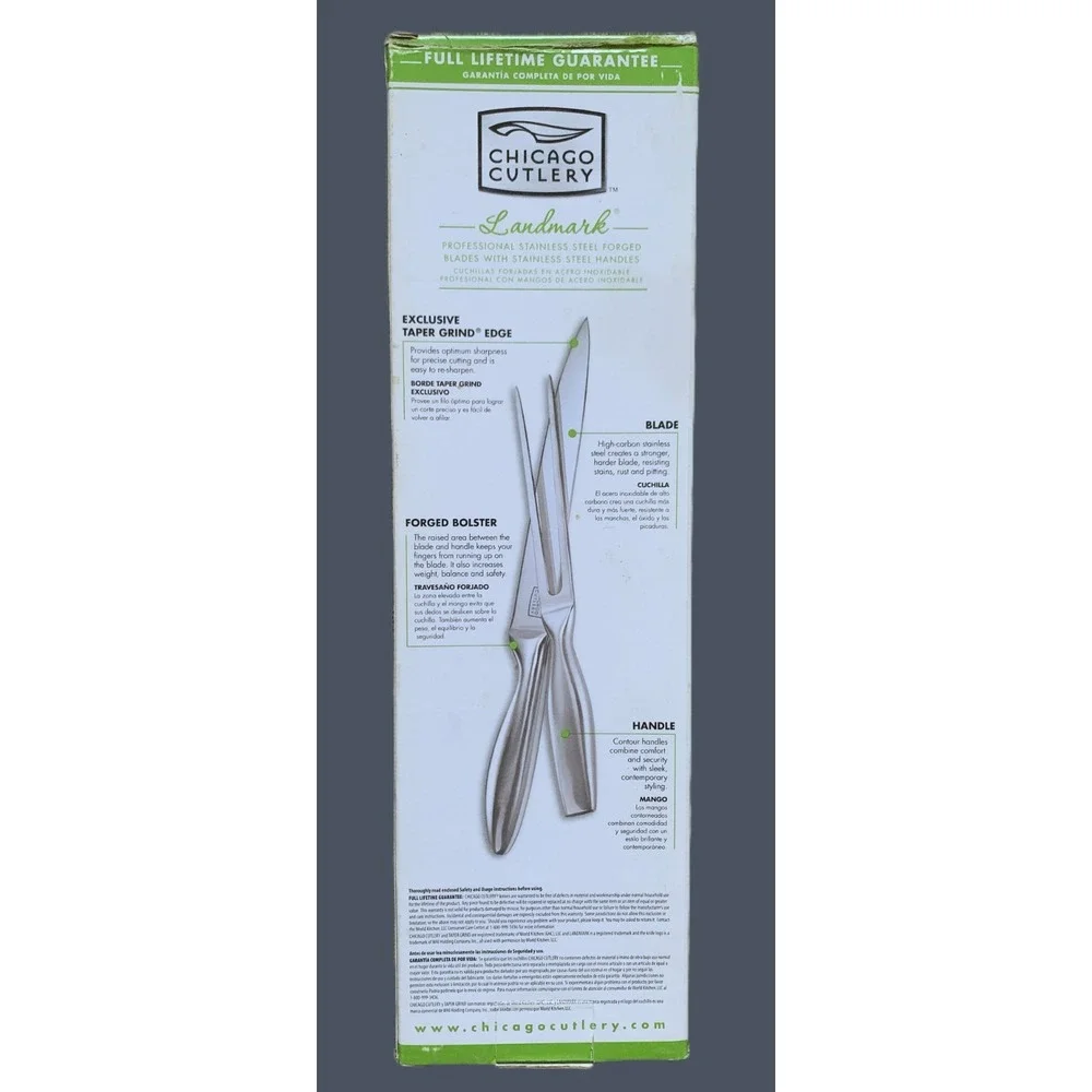 CHICAGO CUTLERY Landmark Prof Stainless Carving Knife Fork Sleek Mod Design *NOS